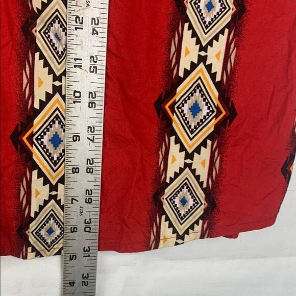 Wrangler mens XL vintage pearl snap Western Short sleeve button Red Cream Design - Picture 6 of 8